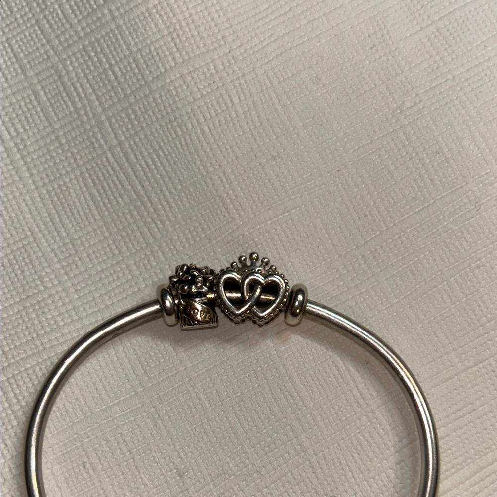Pandora Silver double charm and with stoppers bracelet size 6.5/7 - Picture 2 of 5
